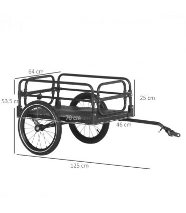 Bike Trailer HOMCOM Wagon Bicycle Cargo Trailer Suspension 2 Wheels Black