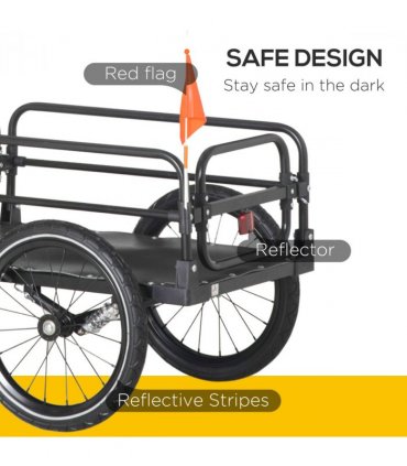Bike Trailer HOMCOM Wagon Bicycle Cargo Trailer Suspension 2 Wheels Black