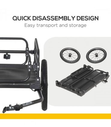 Bike Trailer HOMCOM Wagon Bicycle Cargo Trailer Suspension 2 Wheels Black