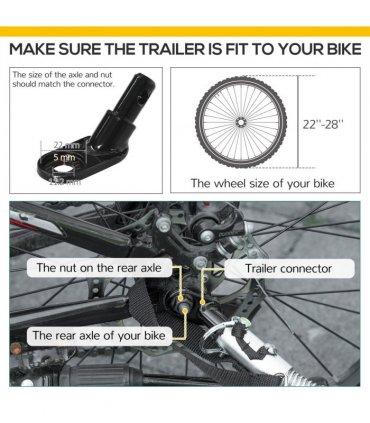Bike Trailer HOMCOM Wagon Bicycle Cargo Trailer Suspension 2 Wheels Black