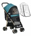 PawHut Pet Stroller for XS and S Dogs with Rain Cover - Dark Green