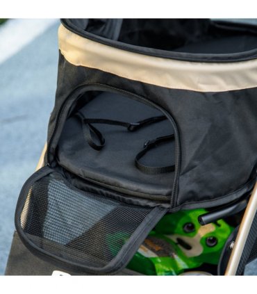 Pet Stroller Khaki Oxford Fabric Steel Plastic EVA 97H x 80L x 44.5Wcm PawHut