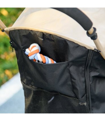 Pet Stroller Khaki Oxford Fabric Steel Plastic EVA 97H x 80L x 44.5Wcm PawHut