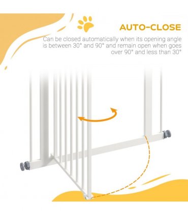 PawHut 74-80cm Adjustable Metal Pet Gate Safety Barrier w/ Auto-Close Door White