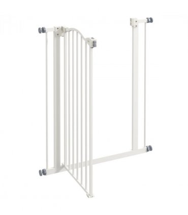 PawHut 74-80cm Adjustable Metal Pet Gate Safety Barrier w/ Auto-Close Door White
