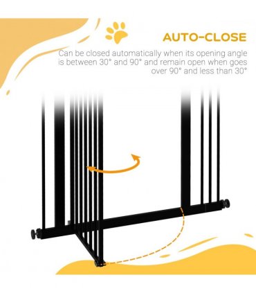 Pet Gate Black Metal Plastic 87L x3.5W x94Hcm Adjustable Safety Barrier