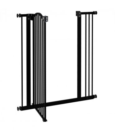Pet Gate Black Metal Plastic 87L x3.5W x94Hcm Adjustable Safety Barrier