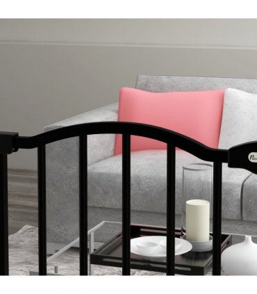 Pet Gate Black Metal Plastic 87L x3.5W x94Hcm Adjustable Safety Barrier