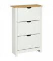 HOMCOM 18-Shoe Storage Cabinet 6 Shelves 3 Drawers Tabletop 4 Legs Modern White