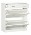 HOMCOM Slim Shoe Cabinet with 2 Flip Drawers for 12 Pairs of Shoes White