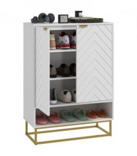 HOMCOM Shoe Cabinet with 2 Chevron Doors, Adjustable Shelf for 12 Pairs