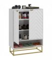 HOMCOM Shoe Cabinet with 2 Chevron Doors, Adjustable Shelf for 12 Pairs
