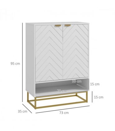 HOMCOM Shoe Cabinet with 2 Chevron Doors, Adjustable Shelf for 12 Pairs