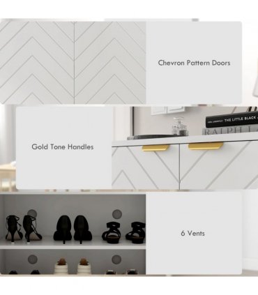 HOMCOM Shoe Cabinet with 2 Chevron Doors, Adjustable Shelf for 12 Pairs