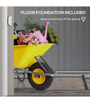 Outsunny 5 x 7FT Garden Shed with Foundation Lean to Metal Tool Shed White