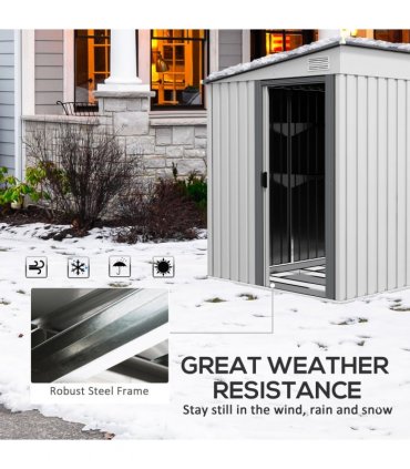 Outsunny 5 x 7FT Garden Shed with Foundation Lean to Metal Tool Shed White