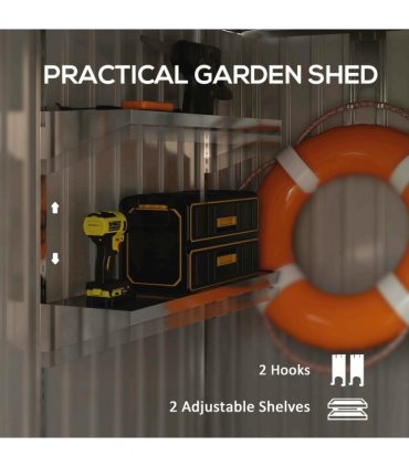 Outsunny 5 x 7FT Garden Shed with Foundation Lean to Metal Tool Shed White