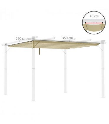 Pergola Shade Cover Replacement Canopy, Polyester, Beige, 350L x 250W cm