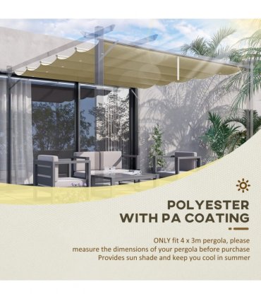 Pergola Shade Cover Replacement Canopy, Polyester, Beige, 350L x 250W cm