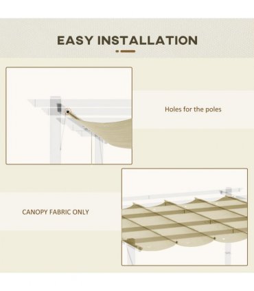 Pergola Shade Cover Replacement Canopy, Polyester, Beige, 350L x 250W cm