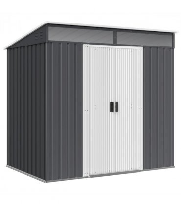 Outsunny 6.5x4FT Garden Shed with Foundation Lockable Metal Tool Shed Grey