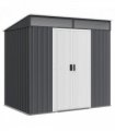Outsunny 6.5x4FT Garden Shed with Foundation Lockable Metal Tool Shed Grey
