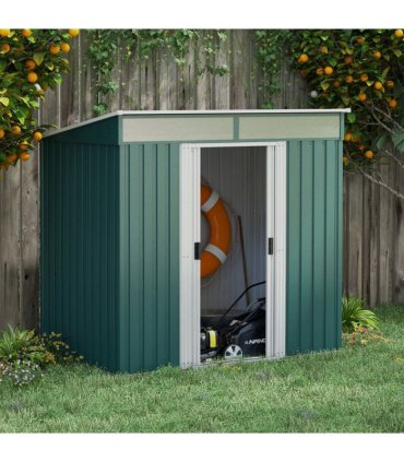 Metal Tool Shed Green Galvanized Steel 195W x 122D x 181.5Hcm 2m²