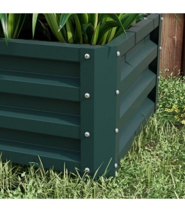 Outsunny Outdoor Planter Box, Steel Raised Garden Bed, Set of 2, Green