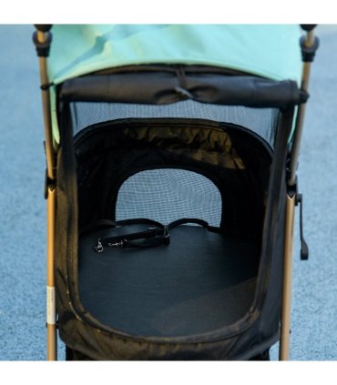Pet Stroller for XS and S Dogs with Rain Cover - Green, 80L x 44.5W x 97Hcm