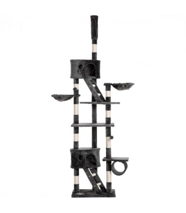 PawHut 240-260cm Floor to Ceiling Cat Tree with Scratching Posts - Dark Grey