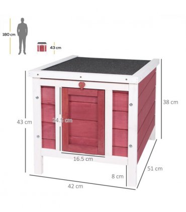 PawHut Wooden Rabbit Hutch Bunny Cage Guinea Pig House Pet Habitat Ferret Red