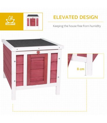 PawHut Wooden Rabbit Hutch Bunny Cage Guinea Pig House Pet Habitat Ferret Red