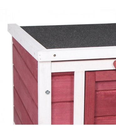 PawHut Wooden Rabbit Hutch Bunny Cage Guinea Pig House Pet Habitat Ferret Red