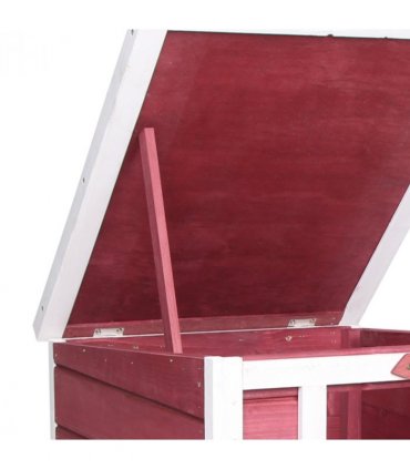 PawHut Wooden Rabbit Hutch Bunny Cage Guinea Pig House Pet Habitat Ferret Red