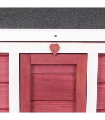 PawHut Wooden Rabbit Hutch Bunny Cage Guinea Pig House Pet Habitat Ferret Red