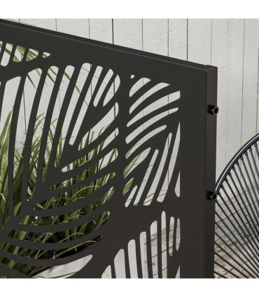 Outsunny 6.5FT Metal Outdoor Privacy Screen Panel with Stand, Leaf Style