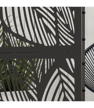 Outsunny 6.5FT Metal Outdoor Privacy Screen Panel with Stand, Leaf Style
