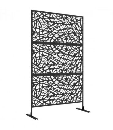 Outsunny 6.5FT Metal Outdoor Privacy Screen Panel with Stand, Twisted Lines
