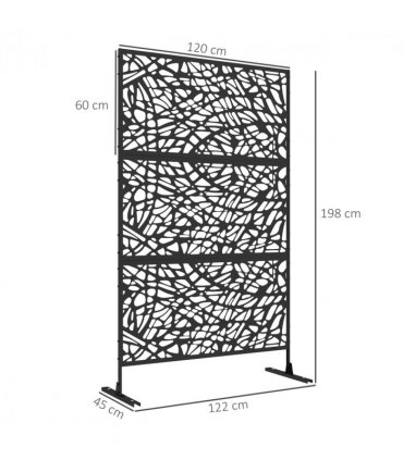 Outsunny 6.5FT Metal Outdoor Privacy Screen Panel with Stand, Twisted Lines
