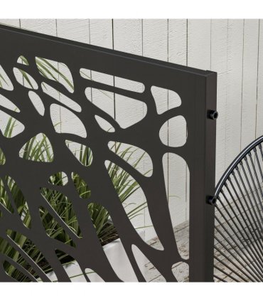 Outsunny 6.5FT Metal Outdoor Privacy Screen Panel with Stand, Twisted Lines