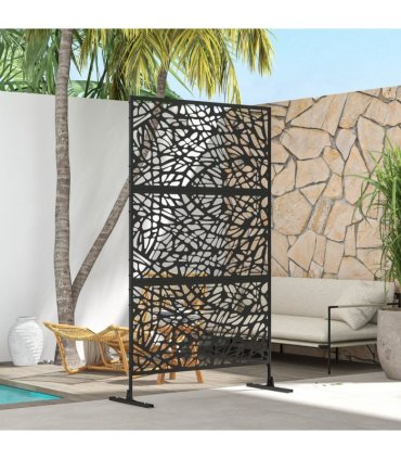Outsunny 6.5FT Metal Outdoor Privacy Screen Panel with Stand, Twisted Lines
