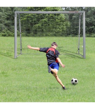 Football Goal 8ft x 5ft Light Grey PE and Metal Training Net 240L x 85W x 160Hcm