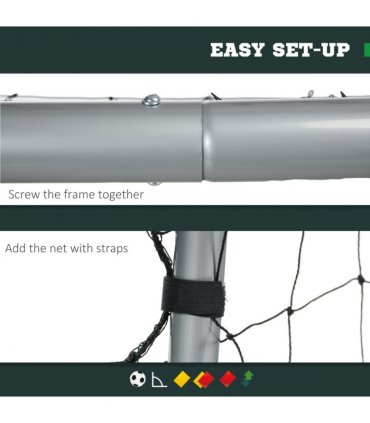 Football Goal 8ft x 5ft Light Grey PE and Metal Training Net 240L x 85W x 160Hcm