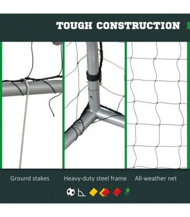 Football Goal 8ft x 5ft Light Grey PE and Metal Training Net 240L x 85W x 160Hcm