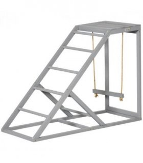PawHut Chicken Coop Toy with Swing, Ladder, Platform for 2 Chickens, Hens, Grey