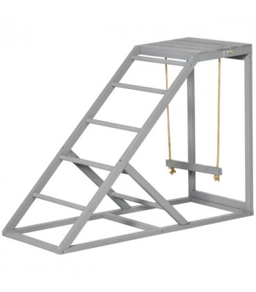 PawHut Chicken Coop Toy with Swing, Ladder, Platform for 2 Chickens, Hens, Grey