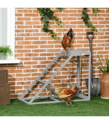 PawHut Chicken Coop Toy with Swing, Ladder, Platform for 2 Chickens, Hens, Grey