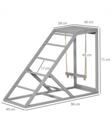 PawHut Chicken Coop Toy with Swing, Ladder, Platform for 2 Chickens, Hens, Grey