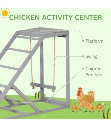 PawHut Chicken Coop Toy with Swing, Ladder, Platform for 2 Chickens, Hens, Grey