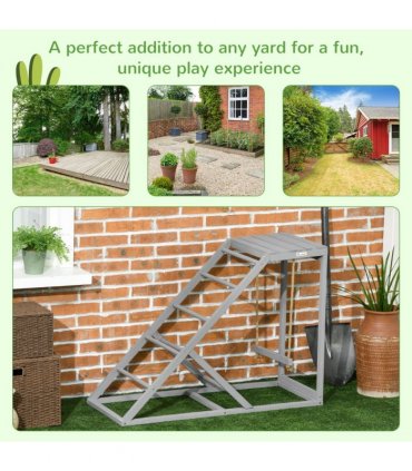 PawHut Chicken Coop Toy with Swing, Ladder, Platform for 2 Chickens, Hens, Grey